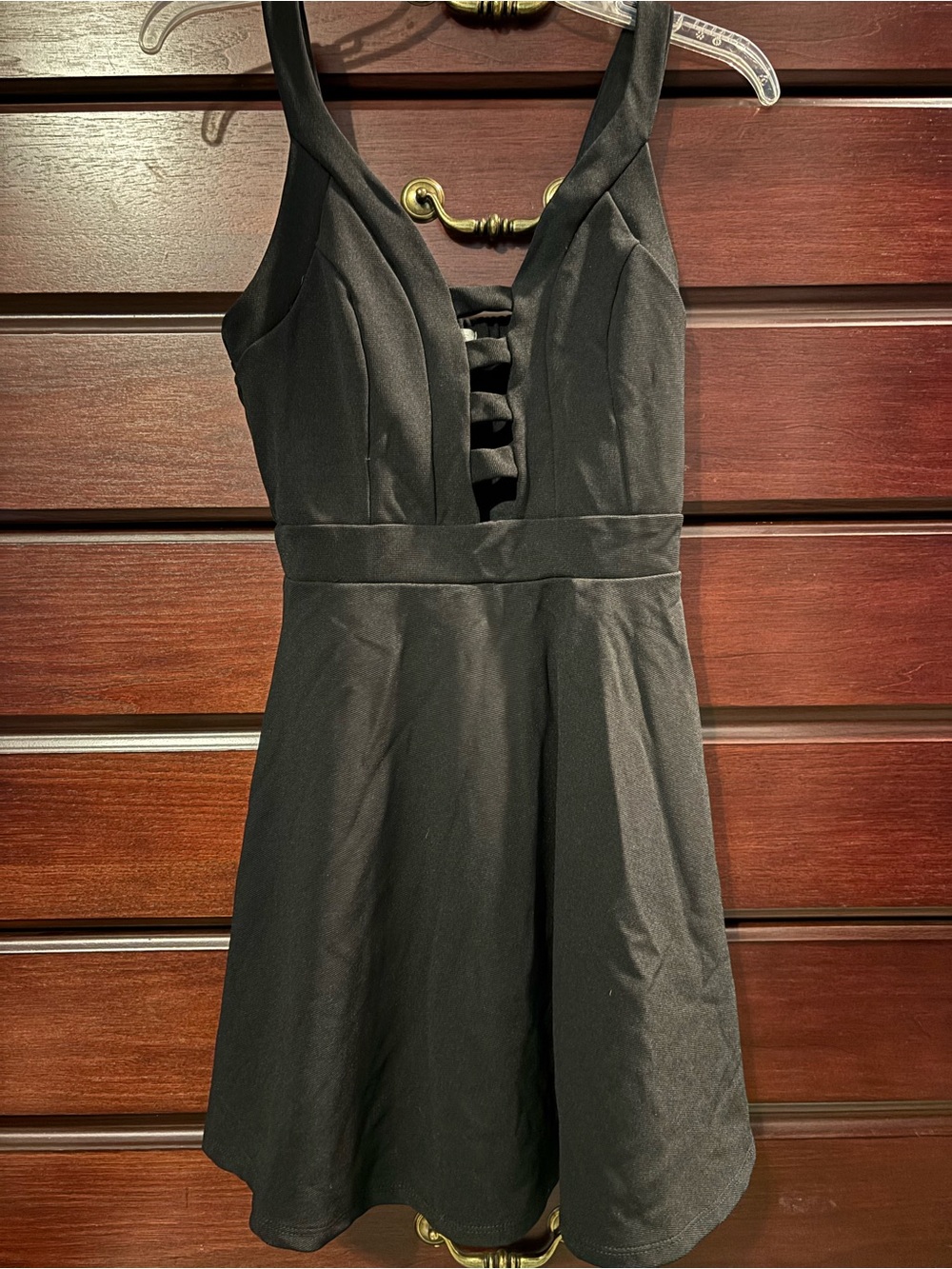 Black Sleeveless V-Neck Fit & Flare Dress